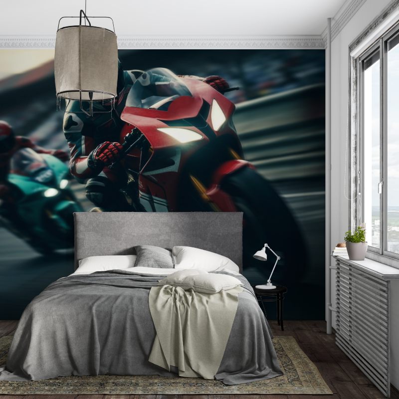 3D Wallpaper Racing Motorcycle Teen Room | Murals Wallpaper