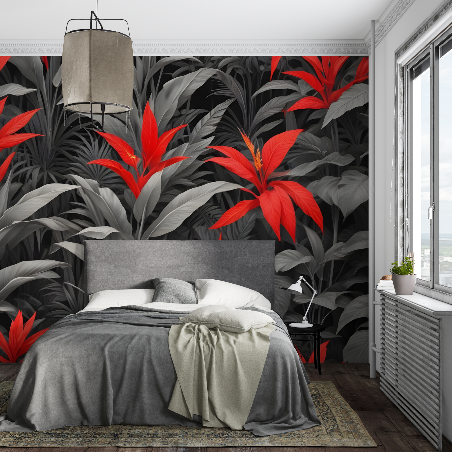 Gray Red Wallpaper | Murals Wallpaper