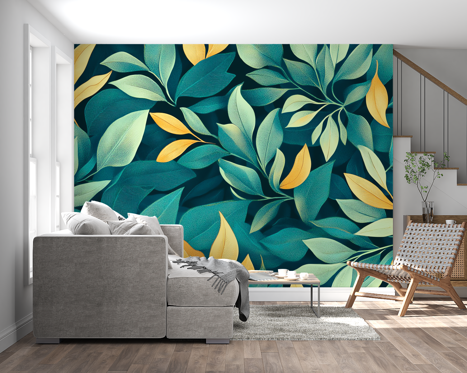 Teal Wallpaper for Living Room | Murals Wallpaper