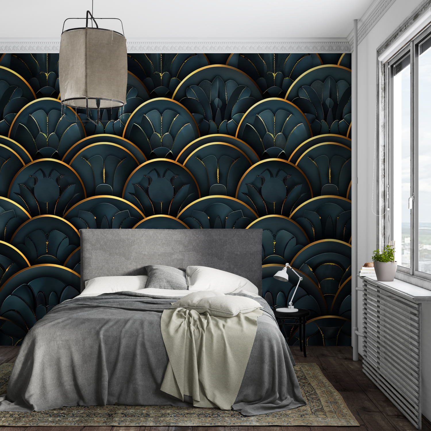 Midnight Reflections Art Deco Wallpaper | Murals Wallpaper