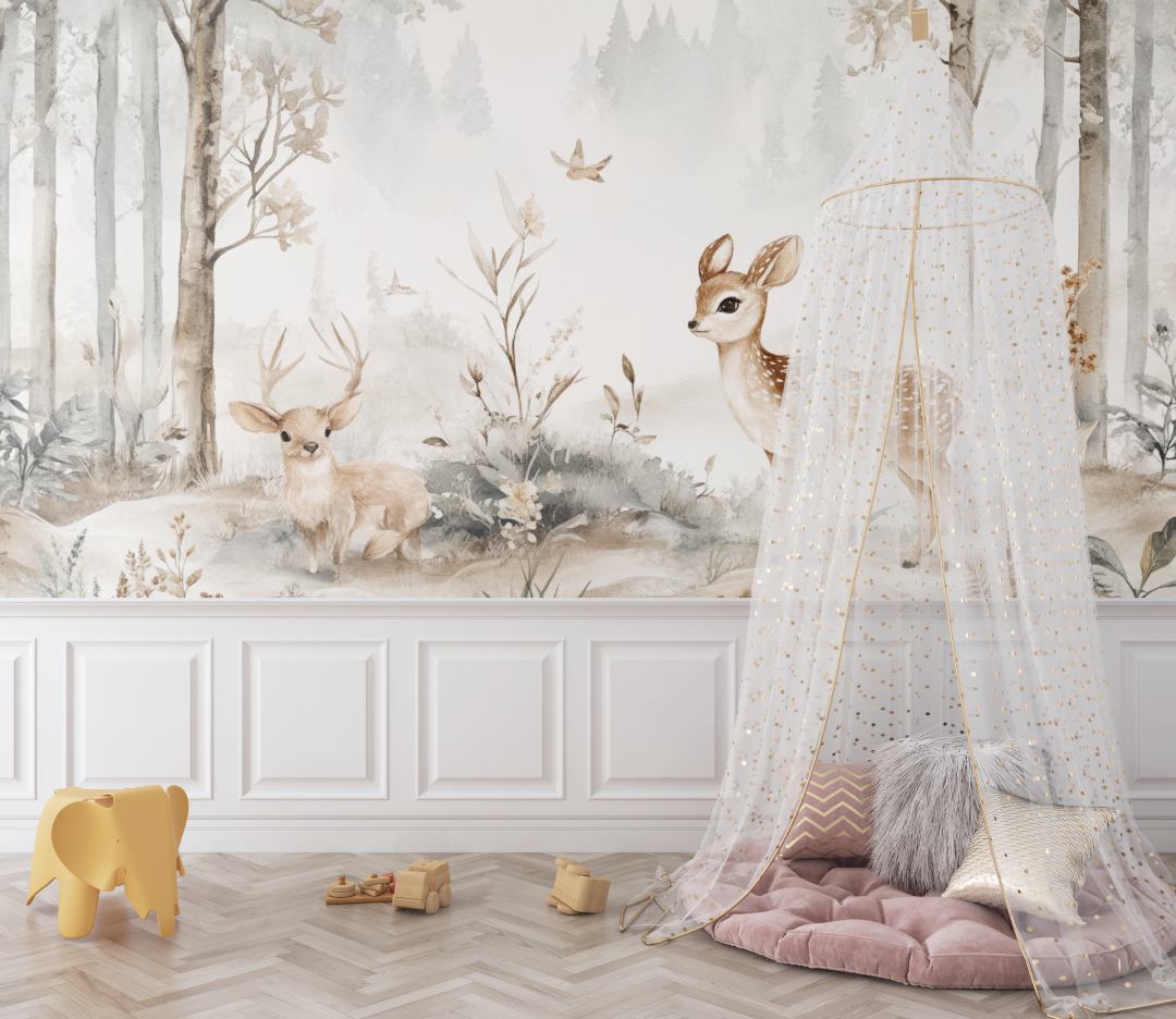 Papier peint biche et foret baby