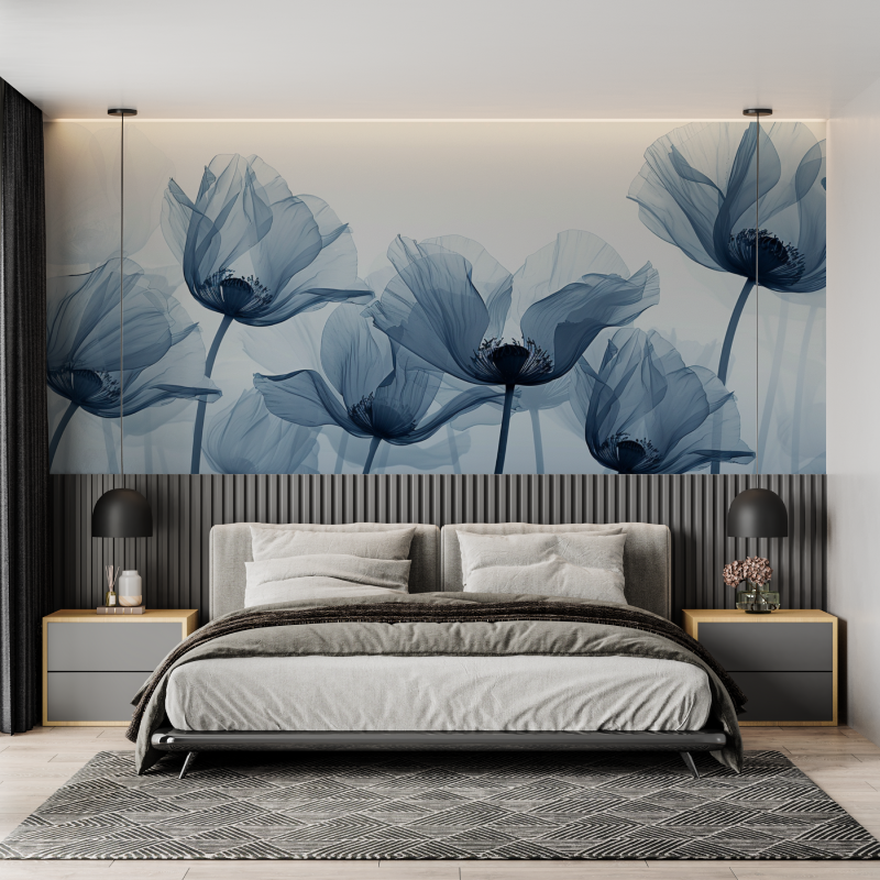 Watercolor Flowers Blue Wallpaper | Murals Wallpaper