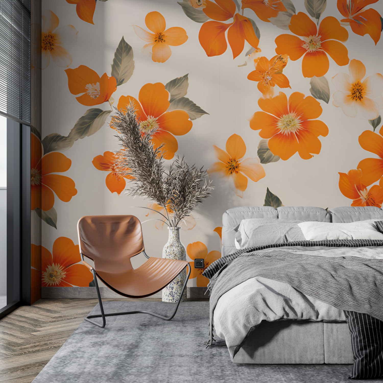 Orange Flower Wallpaper | Murals Wallpaper