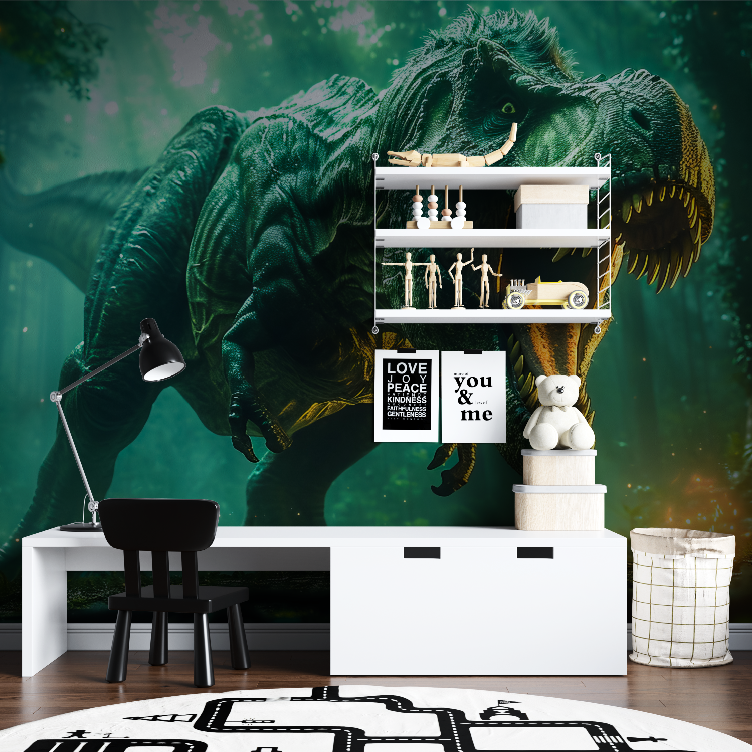 Green T-Rex Dinosaur Wallpaper | Murals Wallpaper