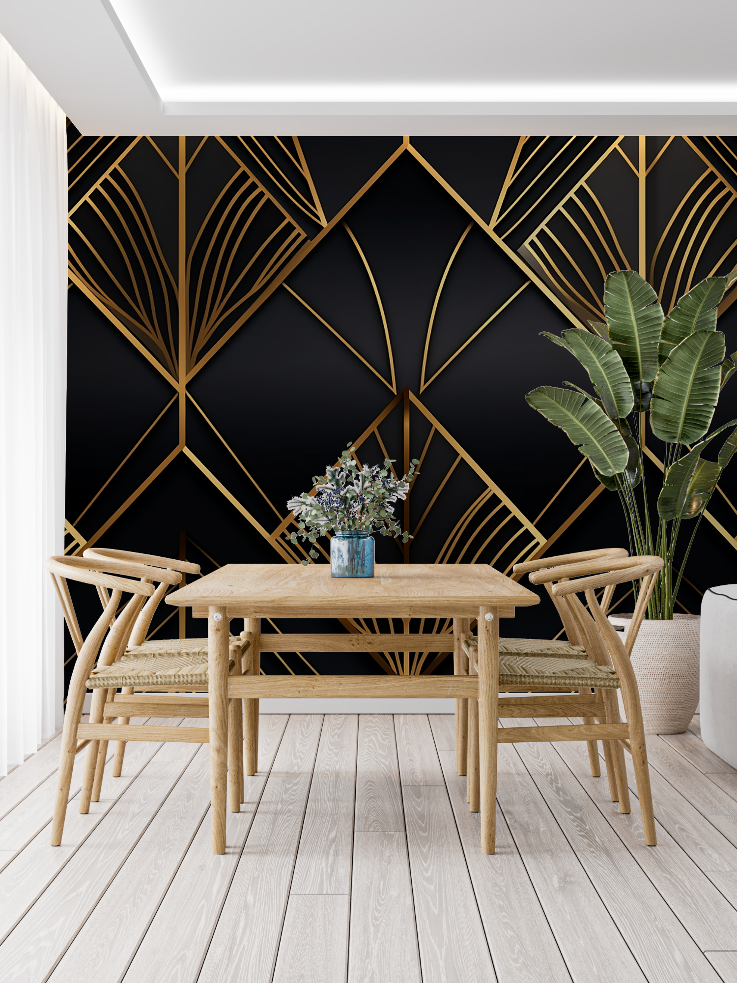 Art Deco Black Gold Geo Wallpaper | Murals Wallpaper