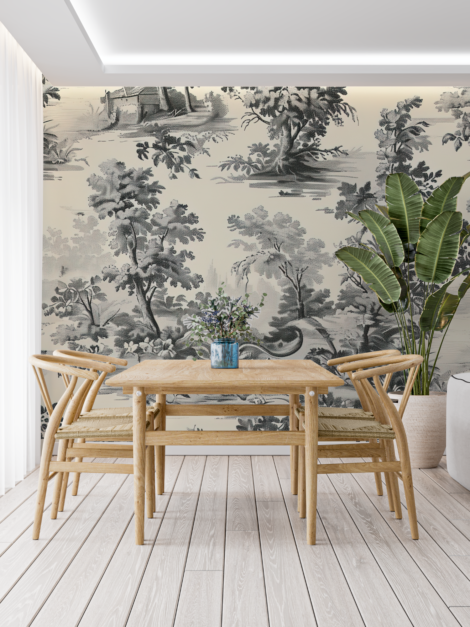Toile De Jouy Shrub Wallpaper | Murals Wallpaper