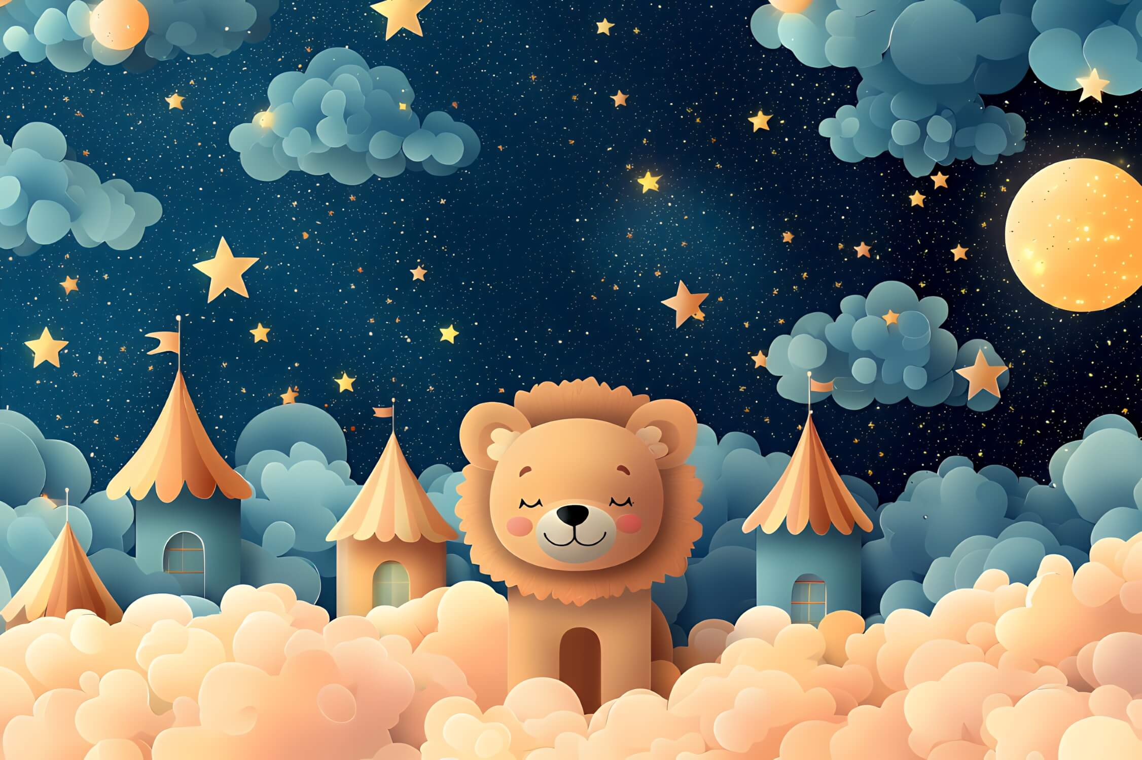 3D Sleeping Lion Cub Wallpaper | Murals Wallpaper