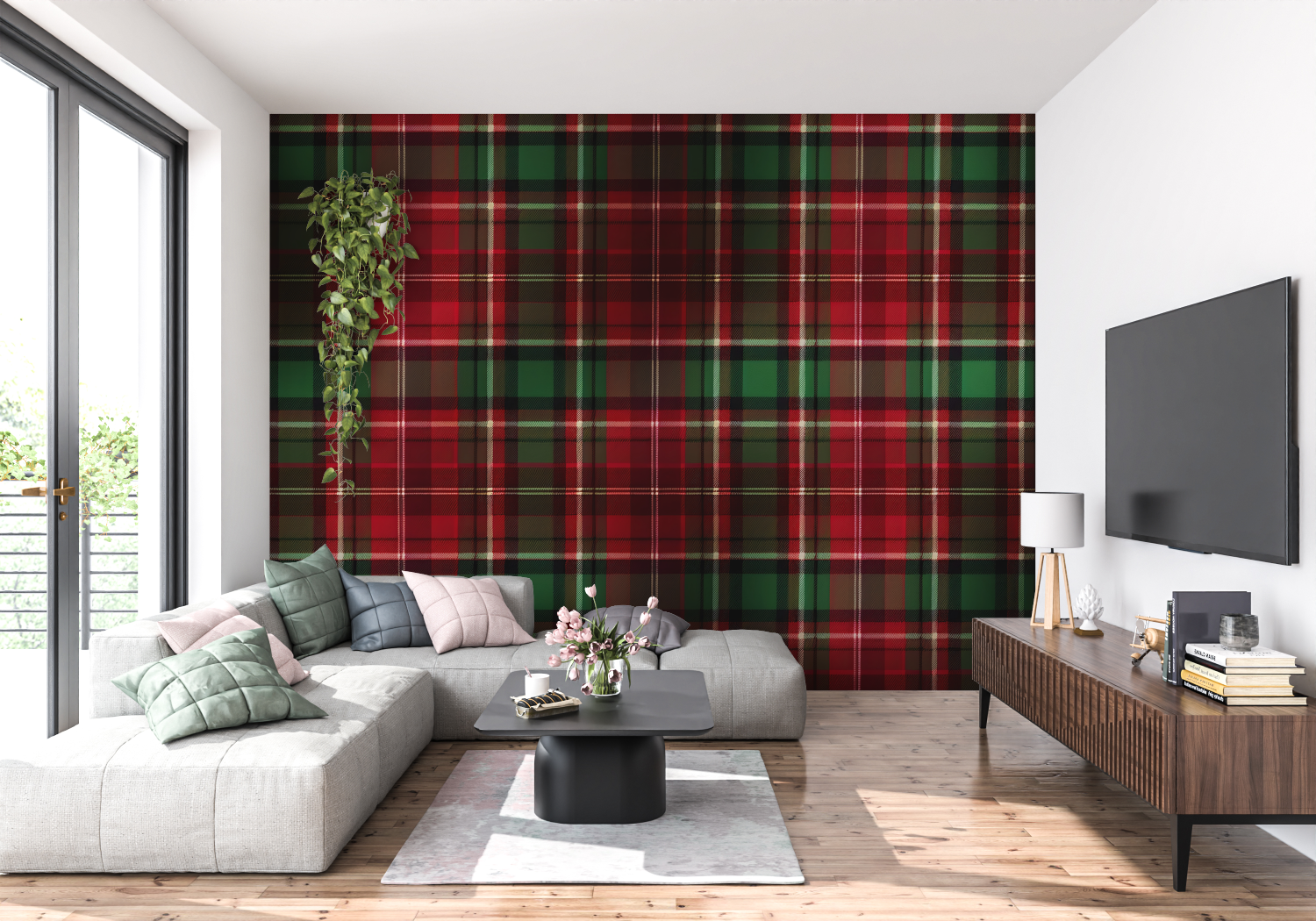 Red Plaid Wallpaper | Murals Wallpaper