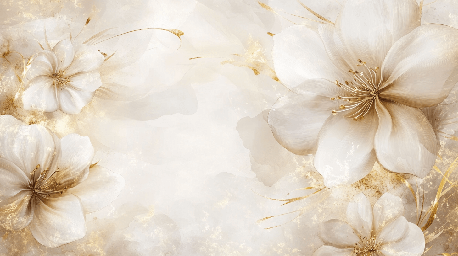 Beige and Gold Transparent Floral Wallpaper | Murals Wallpaper