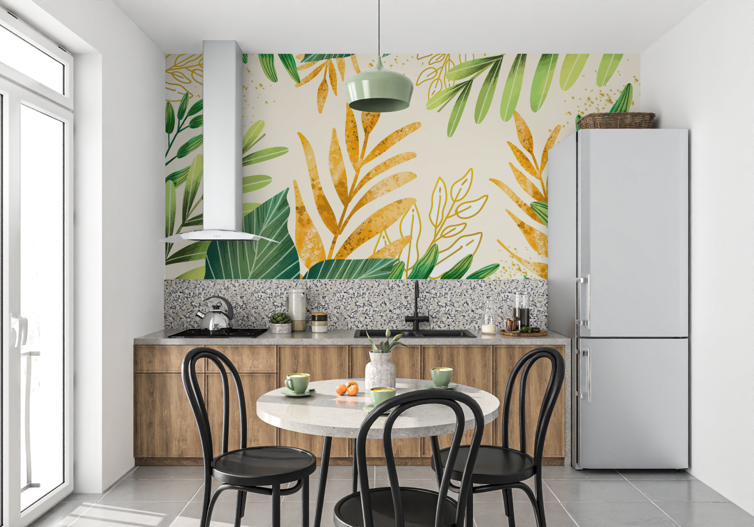 Grüne und gelbe Tapete | Wandtapete