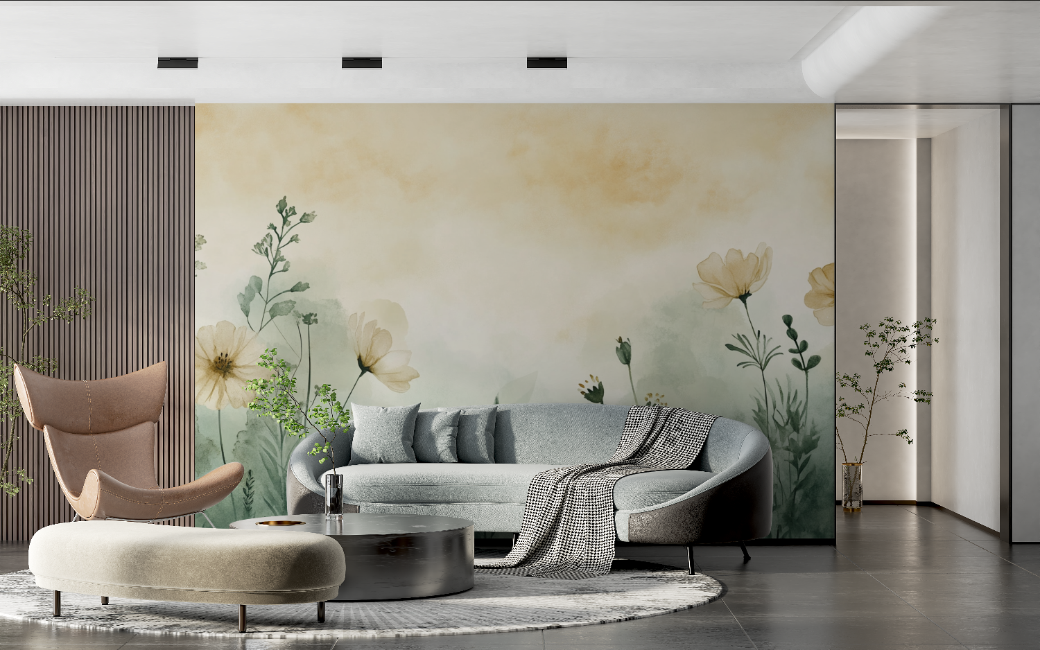 Papel de parede aguarela Silhuetas de plantas delicadas | Papel de parede Murals