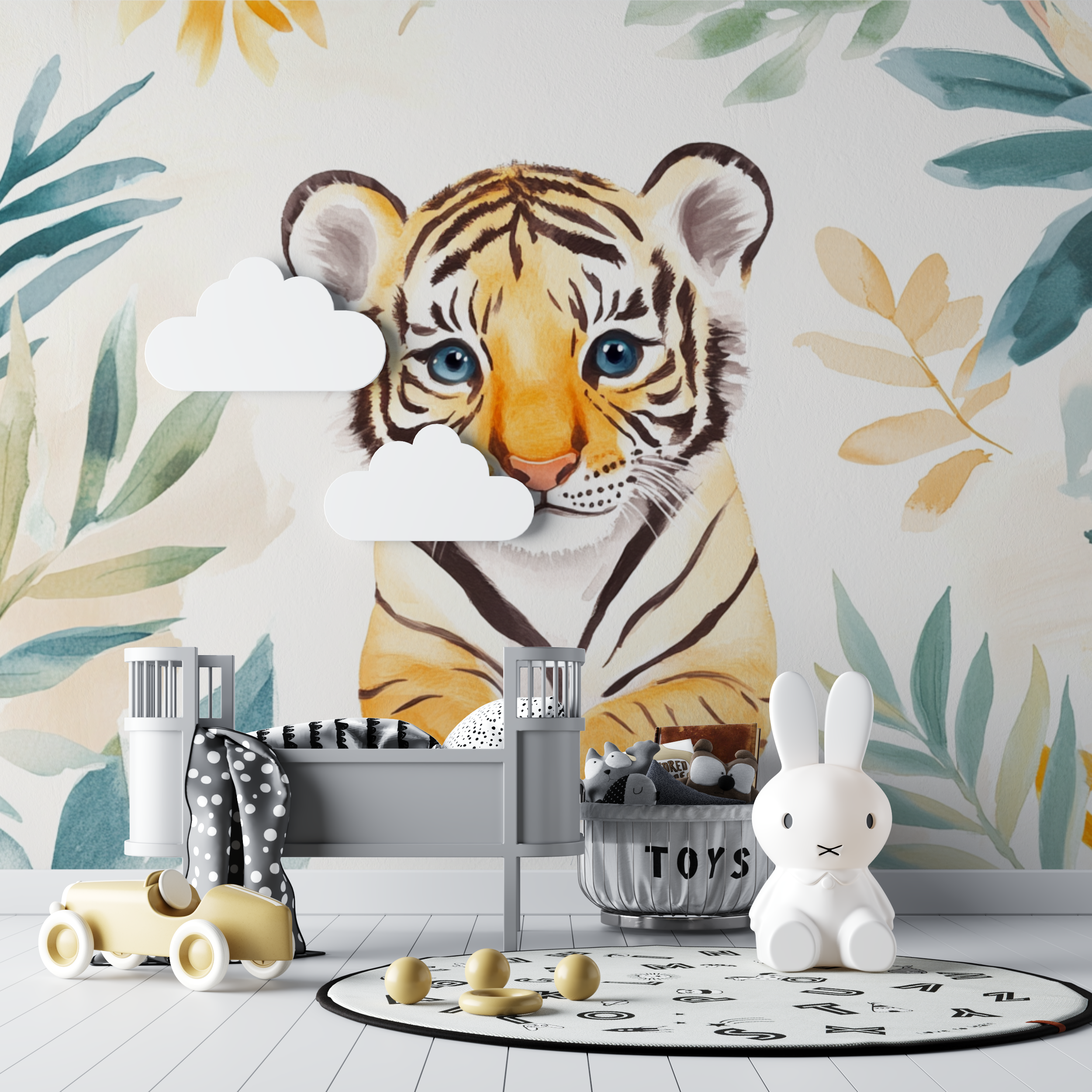 Tiger and Ethnic Patterns Wallpaper | Murals Wallpaper