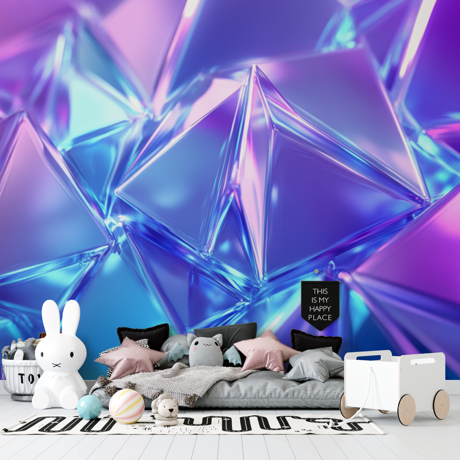 Blue Neon Crystal Wallpaper | Murals Wallpaper