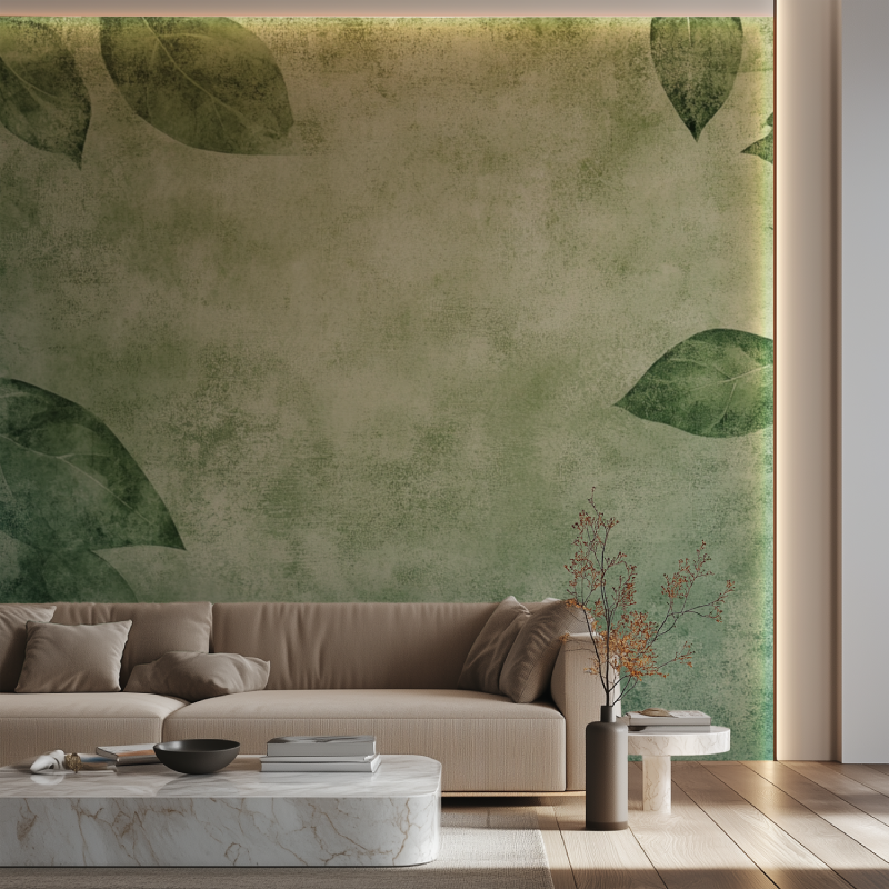 Vintage Green Leaf Wallpaper | Murals Wallpaper