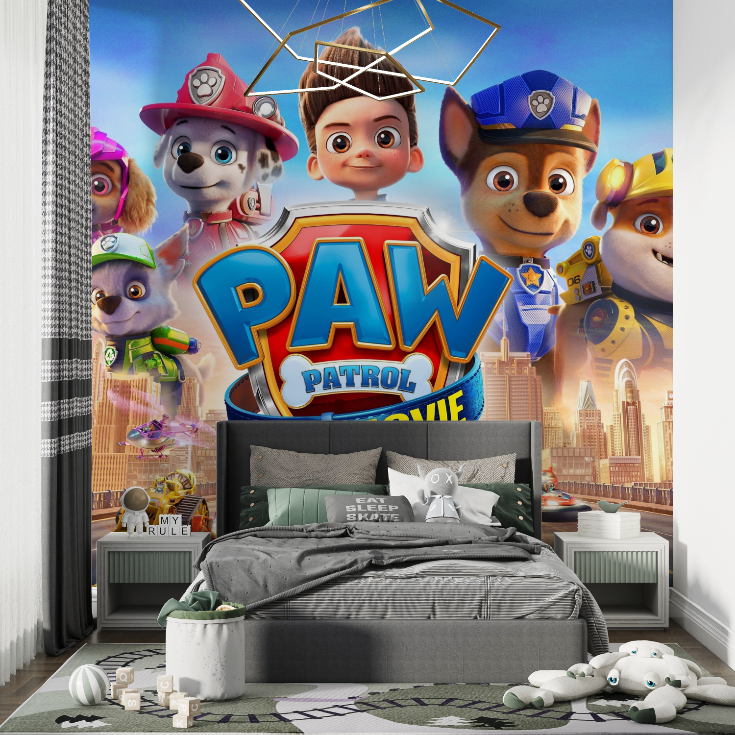 Papiermalerei patrouille amis chambre de garcon