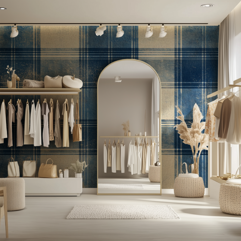 Vintage Blue Tartan Wallpaper | Murals Wallpaper