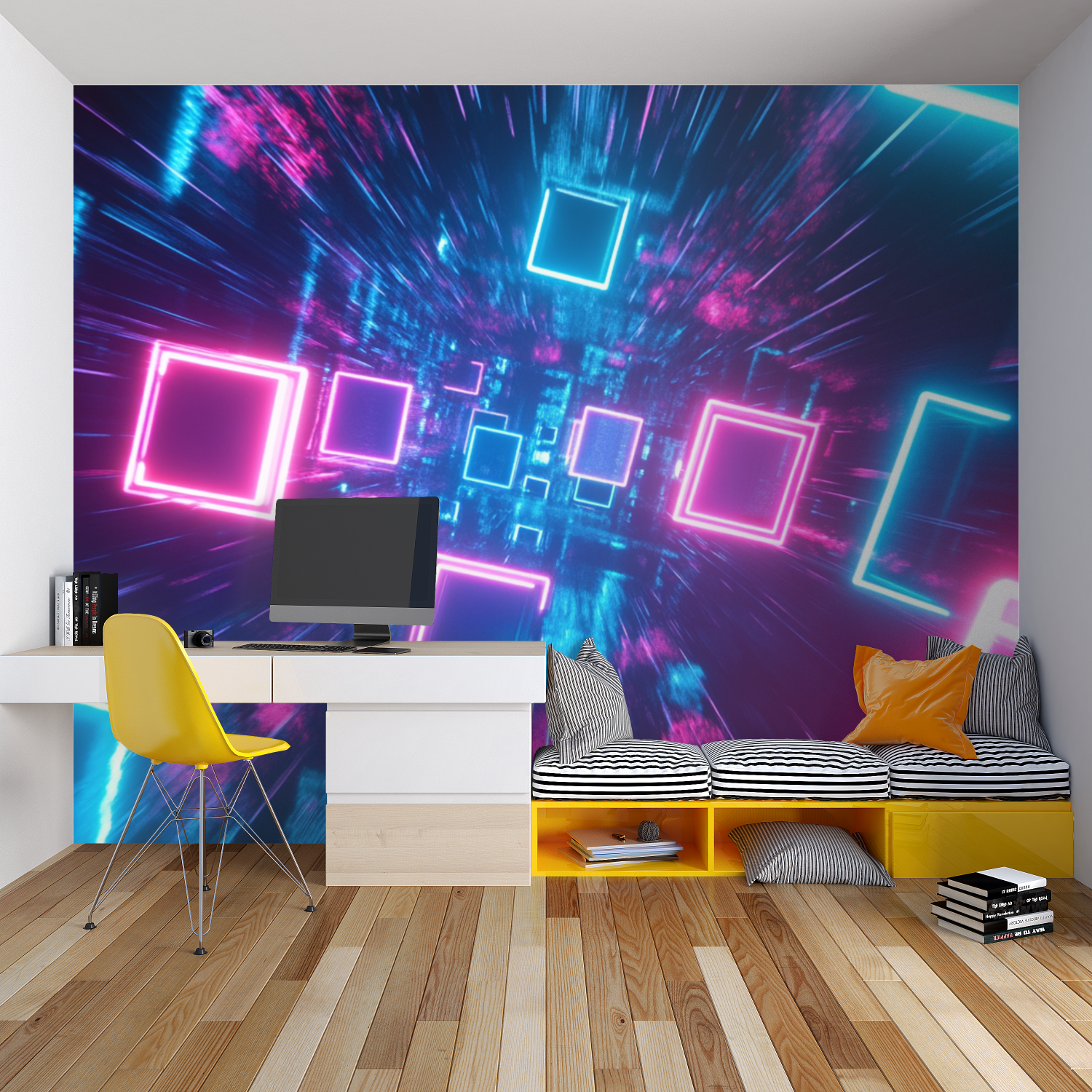 Neon Quadratische Tapete | Wandbilder Tapete