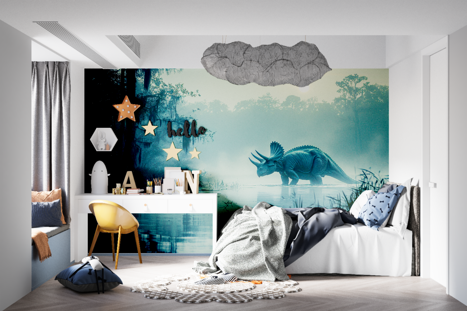 Foggy Dinosaur Wallpaper | Murals Wallpaper