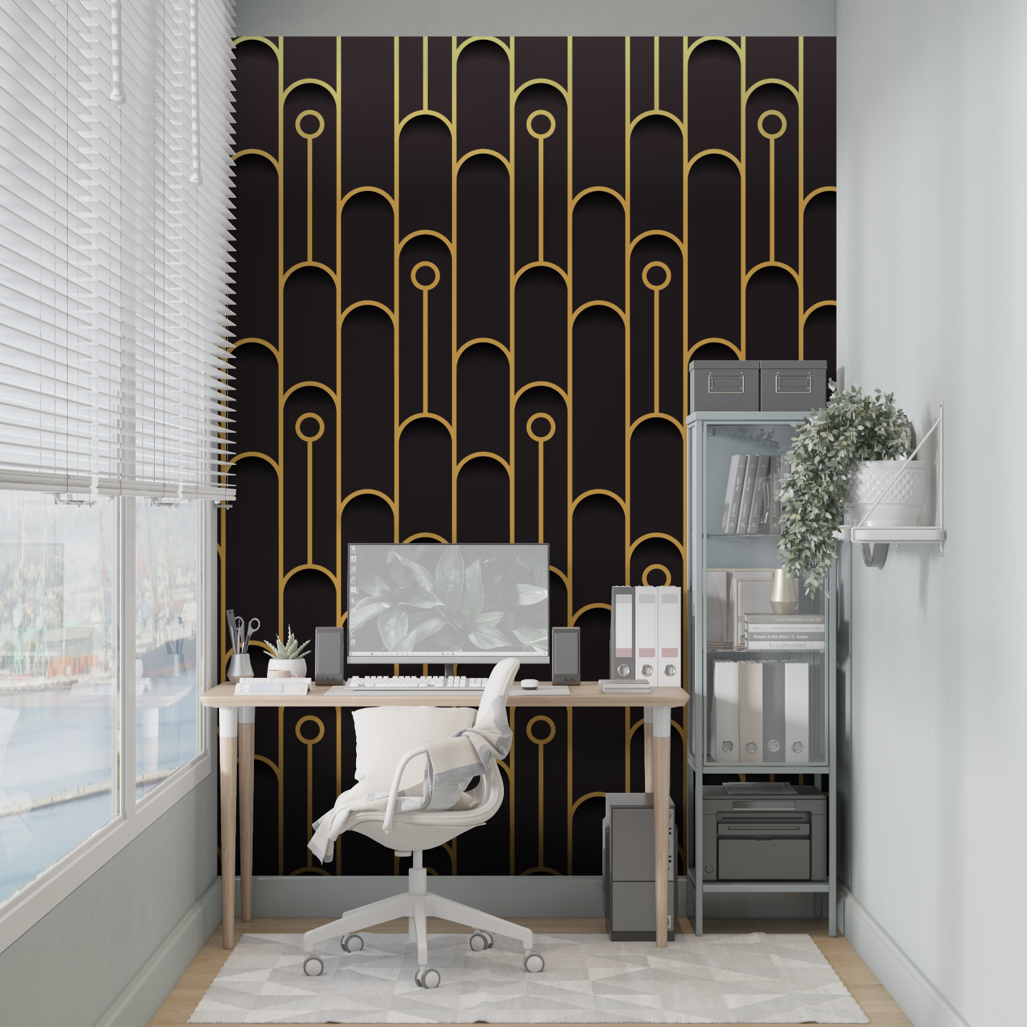 Black Wallpaper with Gold Pattern | Murals Wallpaper