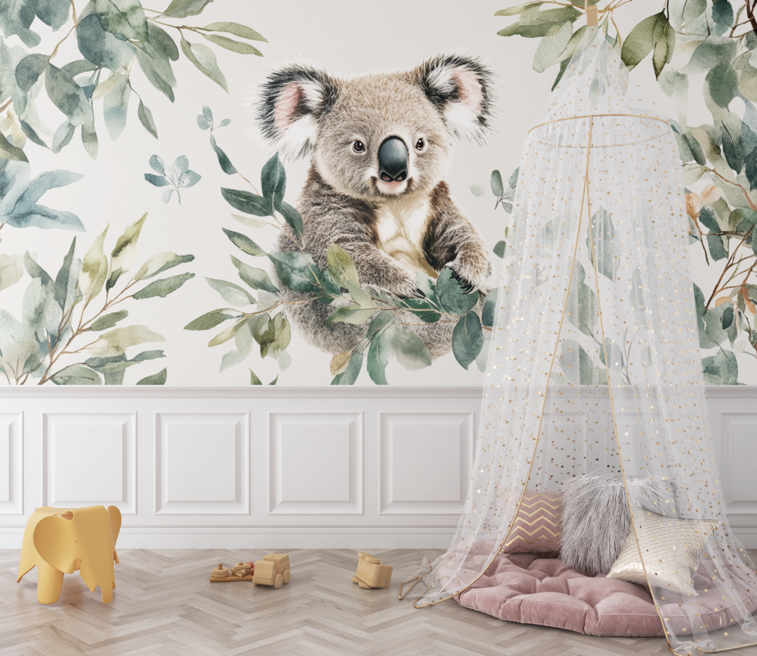 Sanftes Erwachen – Koala-Hintergrundbild | Wandbild