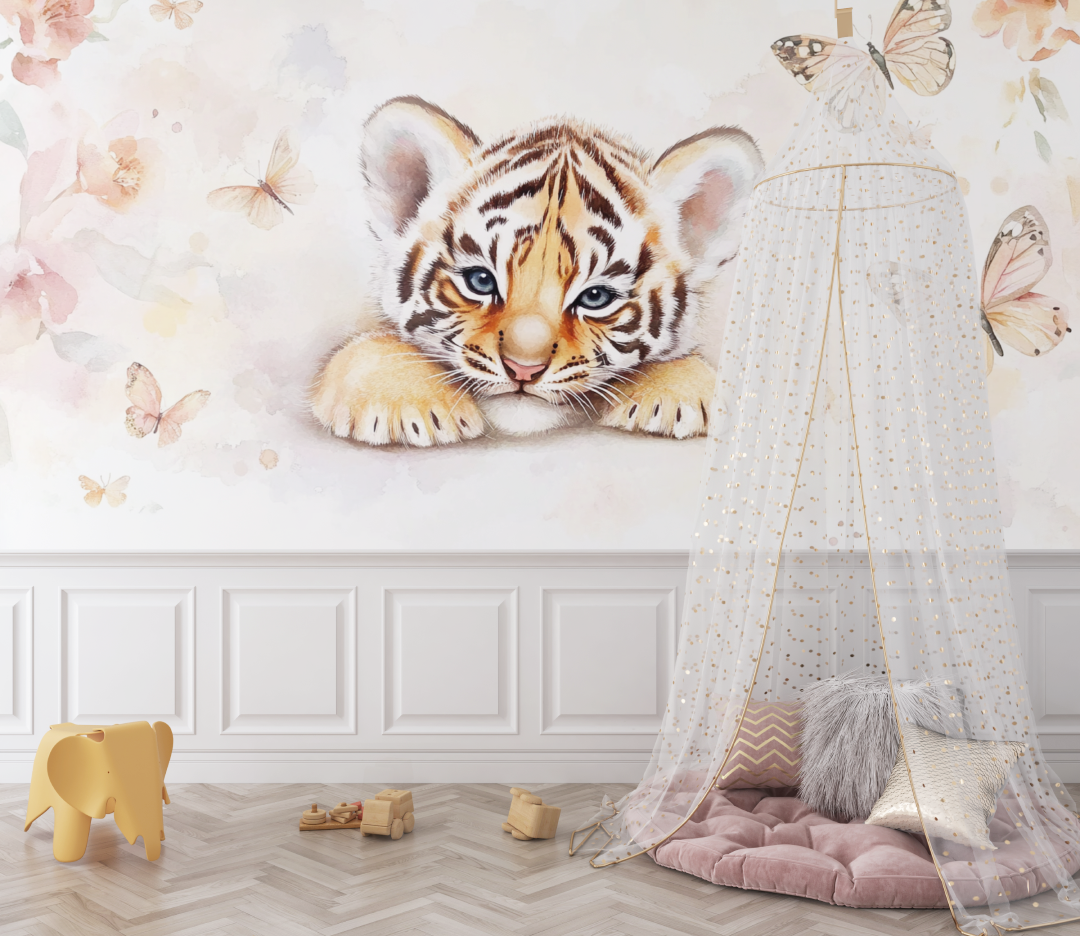 Tiger and Butterfly Wallpaper | Murals Wallpaper