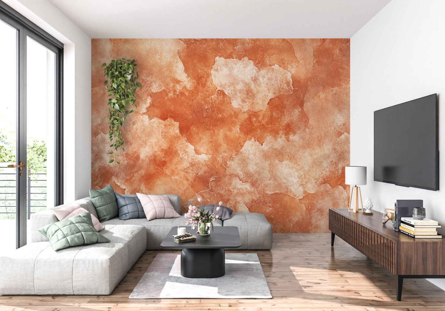 Terracotta Abstract Artistic Wallpaper | Murals Wallpaper