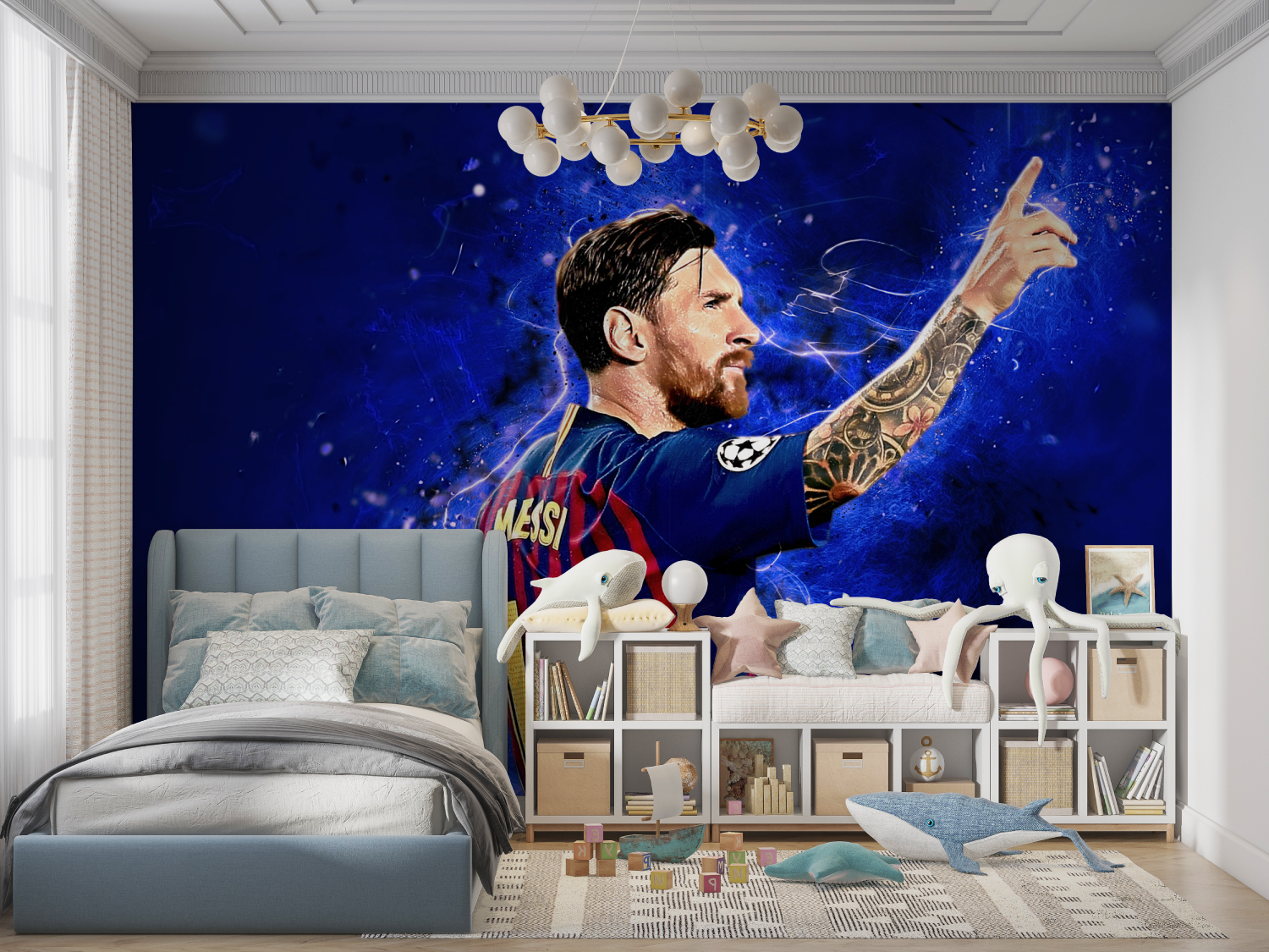 Messi-Blau-Tapete | Wandtapete