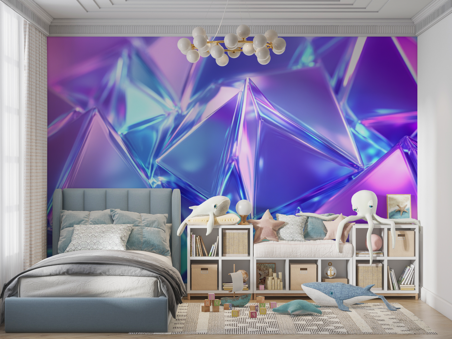 Blue Neon Crystal Wallpaper | Murals Wallpaper