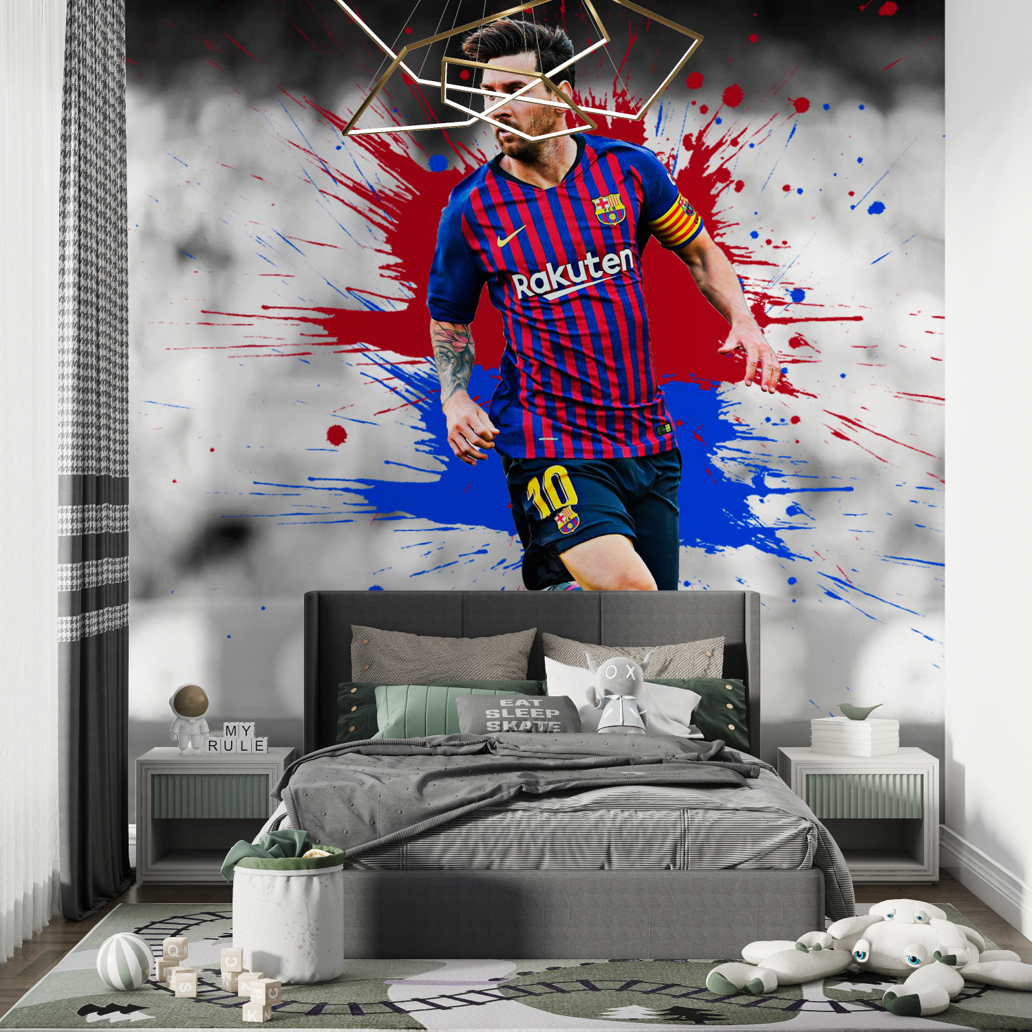Papier Fuß Messi Chambre de Garcon