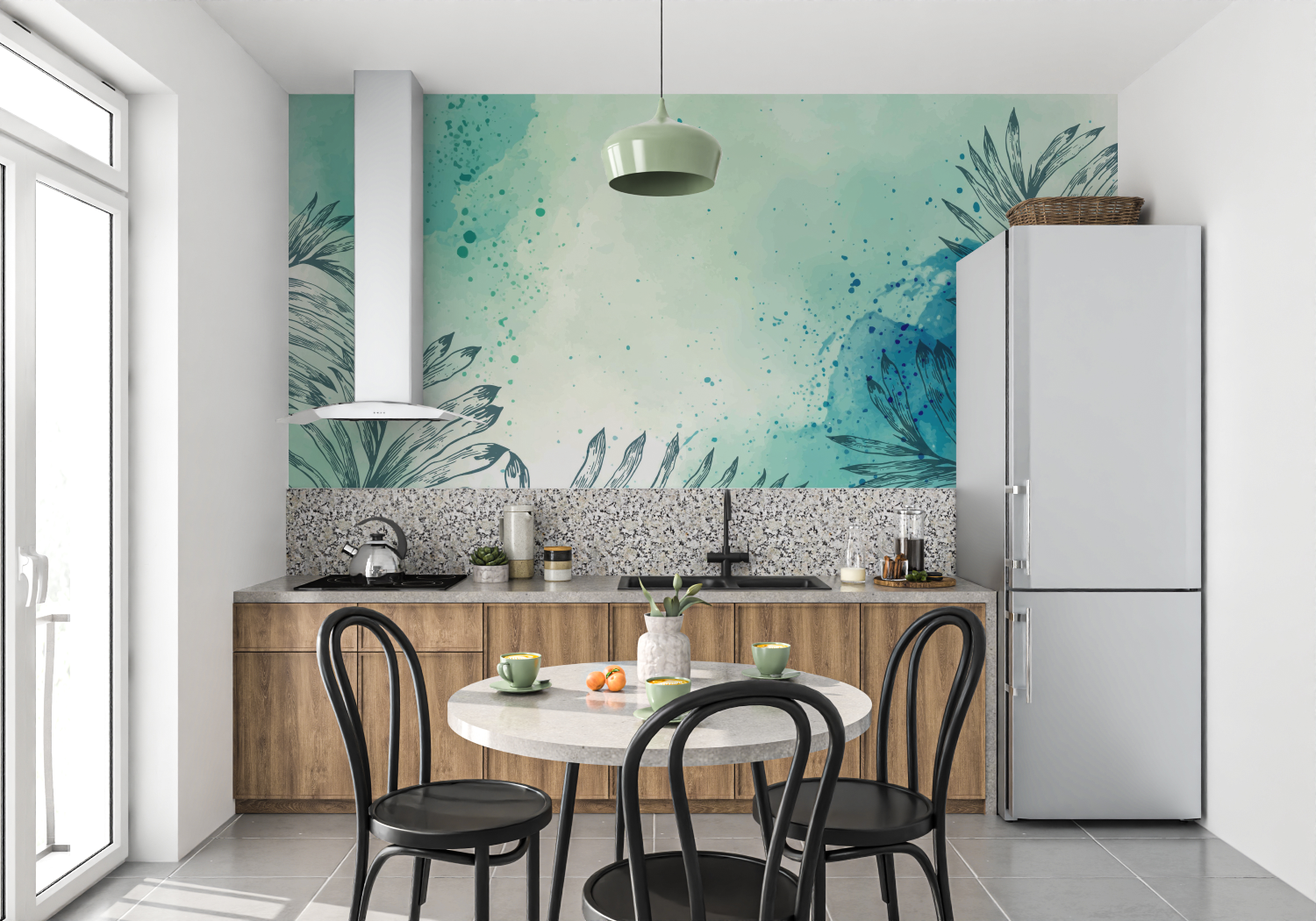 Blau-grüne Landschaftstapete | Murals Wallpaper