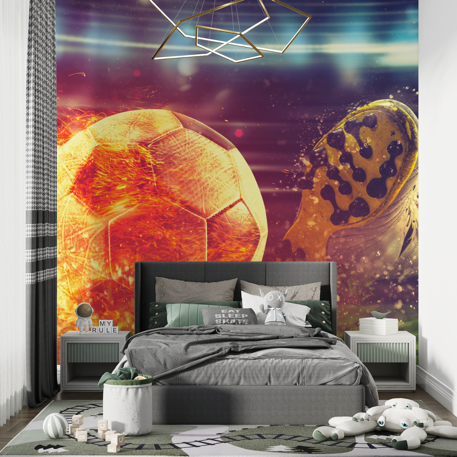 Football Balloon Wallpaper for Boys' Room | Murals Wallpaper