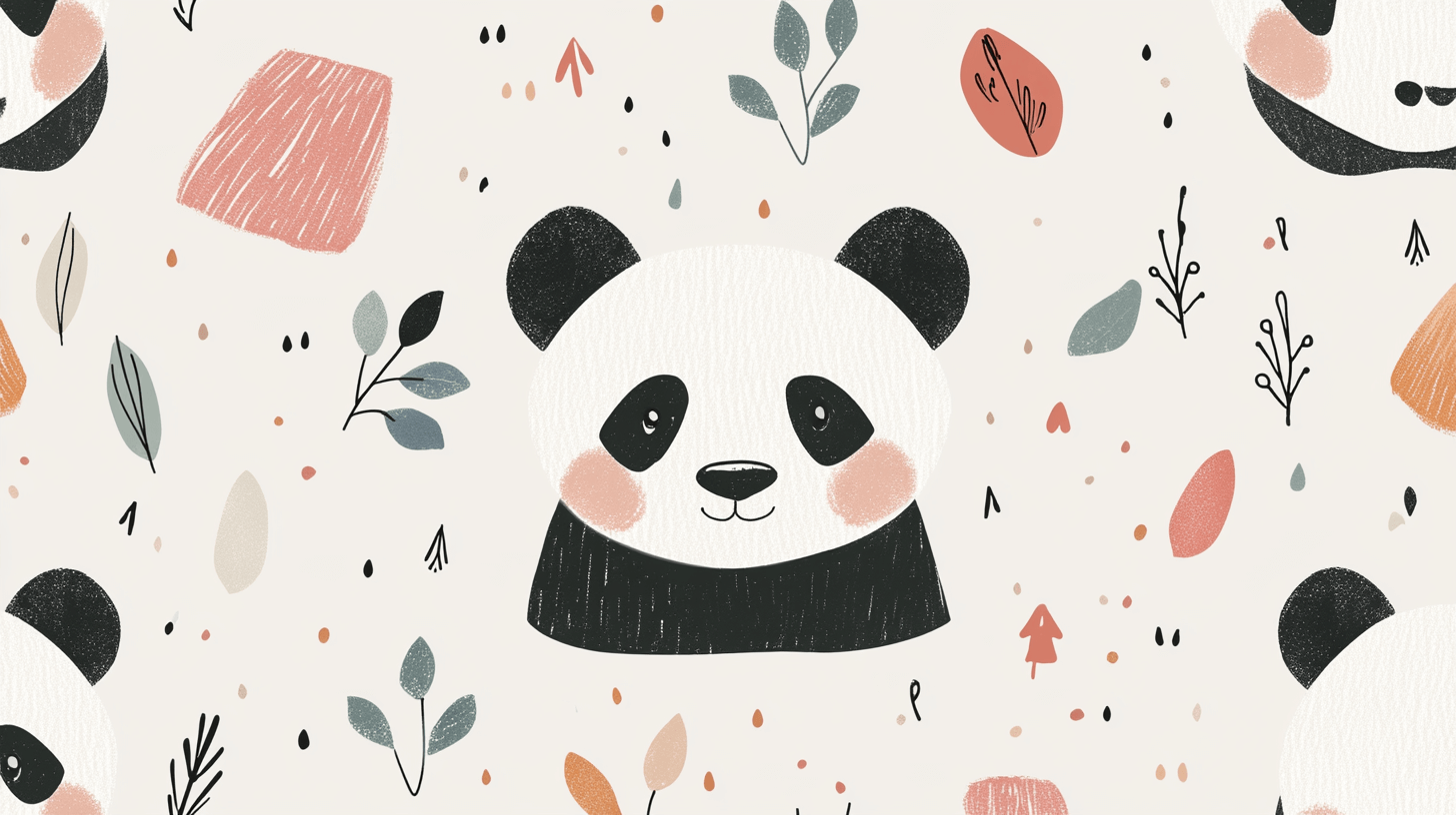 Panda Wallpaper and Nordic Patterns | Murals Wallpaper