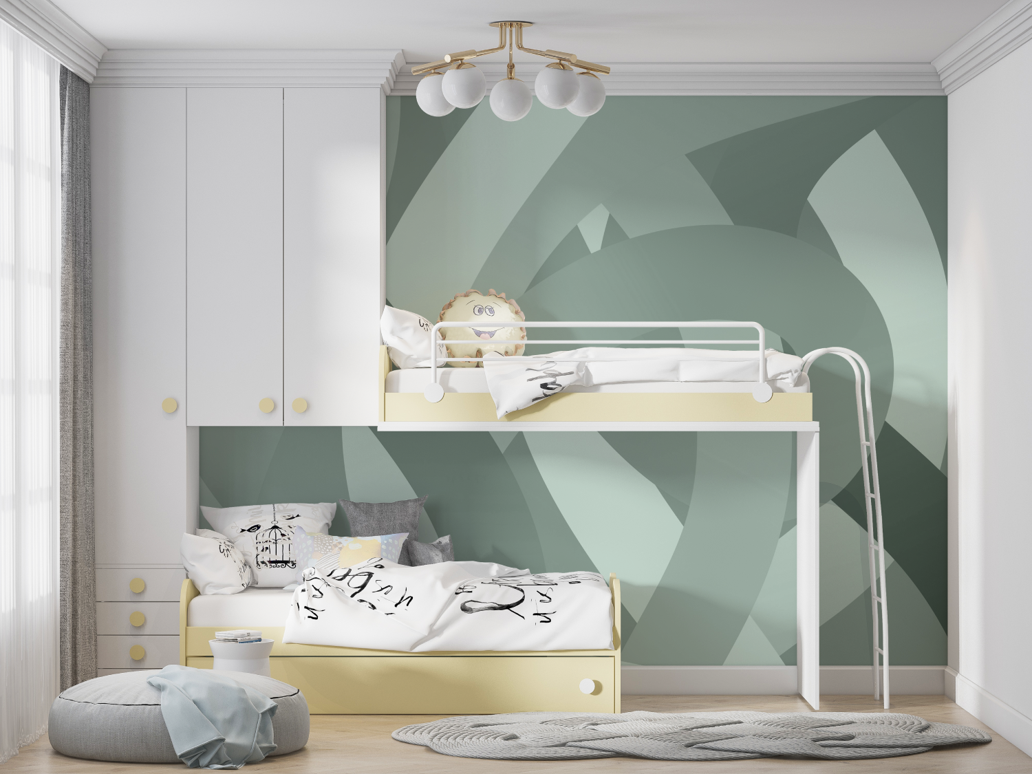 Grayish Green Children's Wallpaper | Murals Wallpaper