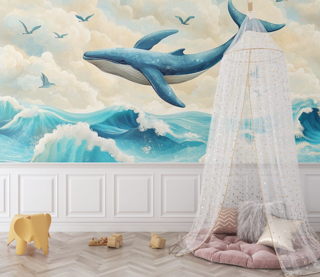 Marine Landscape and Whale Wallpaper | Murals Wallpaper