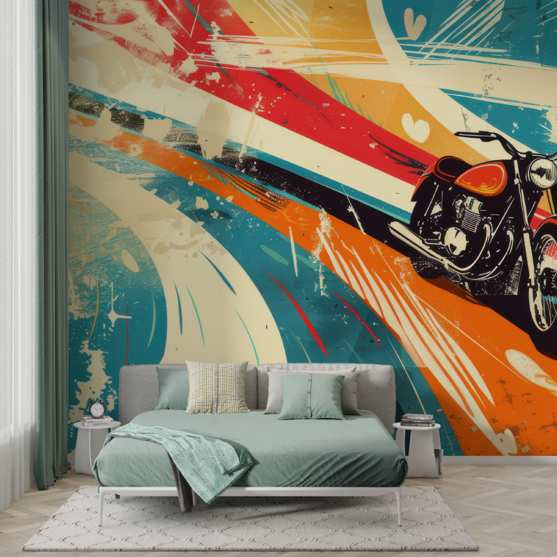 Vintage Motorcycle Graffiti Wallpaper | Murals Wallpaper