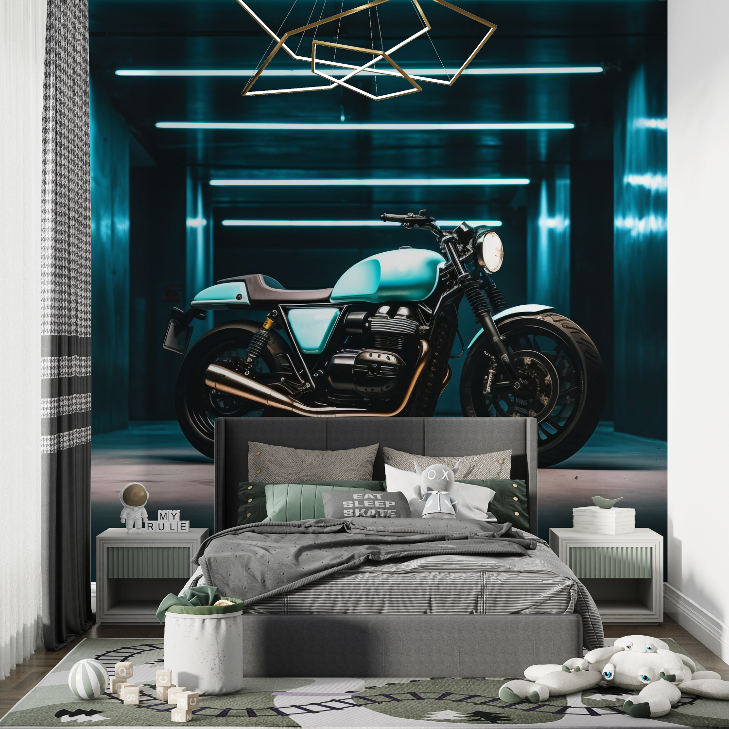 Blue Tone Motorcycle Wallpaper | Murals Wallpaper