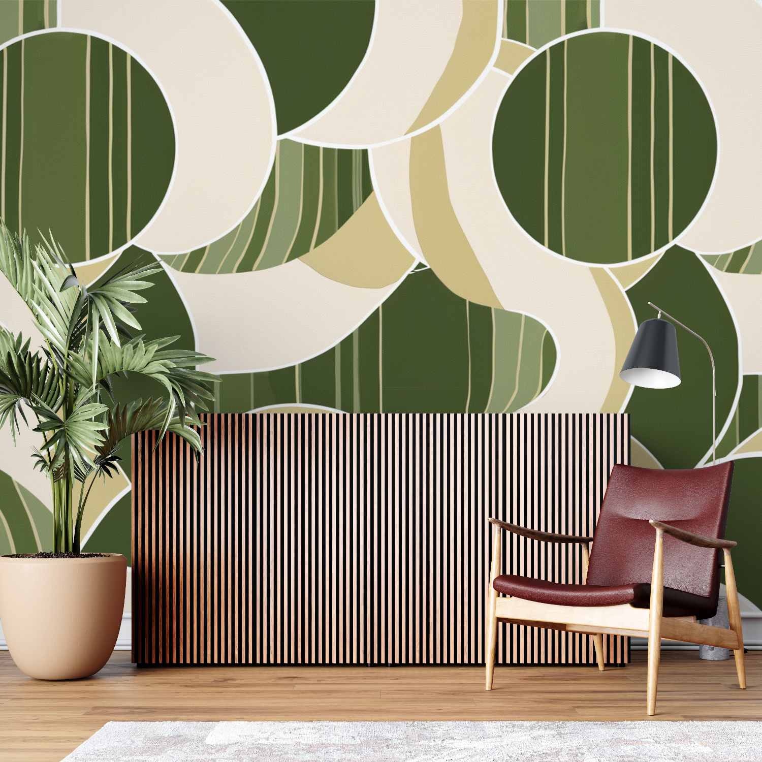 1970er Grün gemusterte Tapete | Wandbilder Tapete