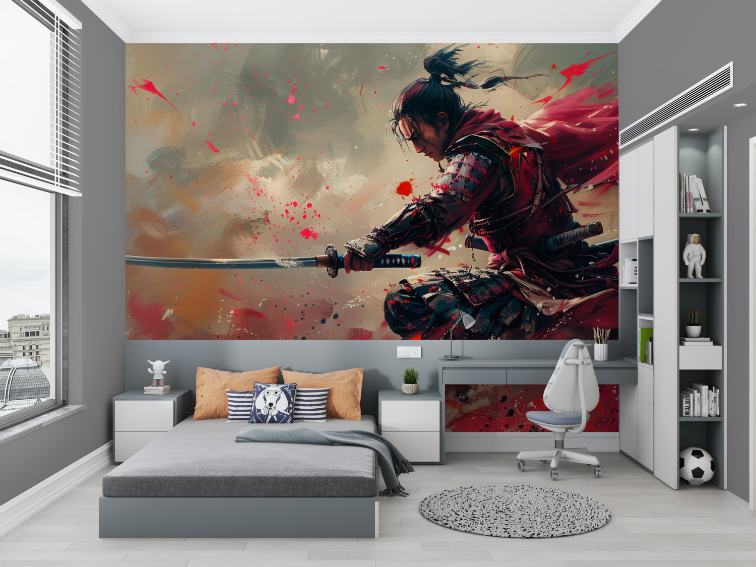 Red Samurai 3D Anime Wallpaper | Murals Wallpaper