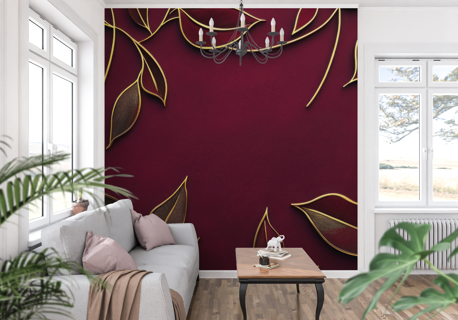 Burgundy and Gold Wallpaper | Murals Wallpaper