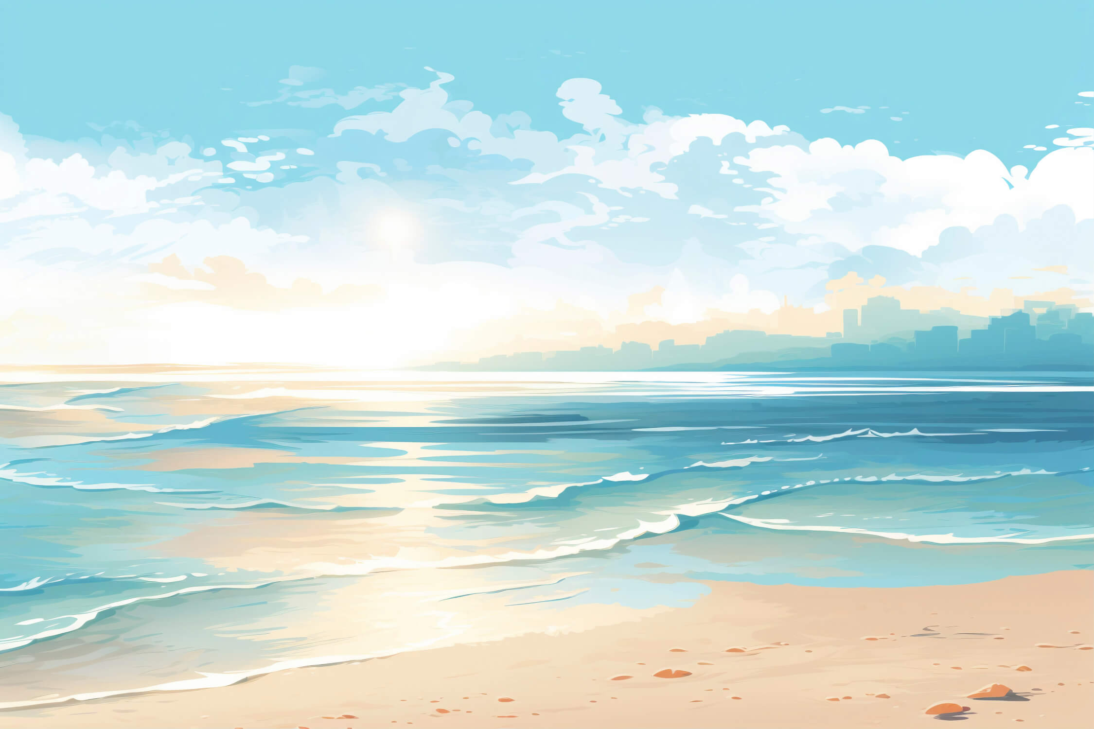 Watercolor Beach and Ocean Wallpaper | Murals Wallpaper