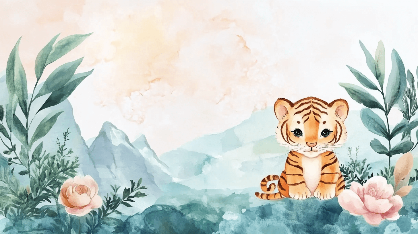 Tiger and Soft Landscapes Wallpaper | Murals Wallpaper