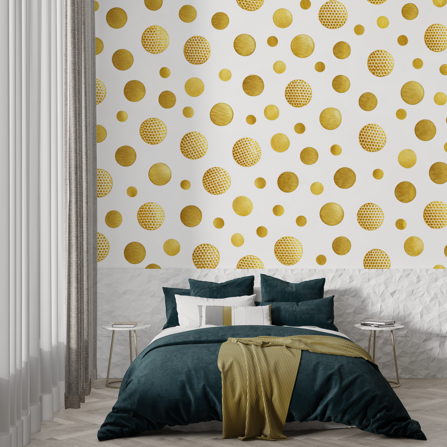Goldene Polka-Dot-Tapete | Wandtapete