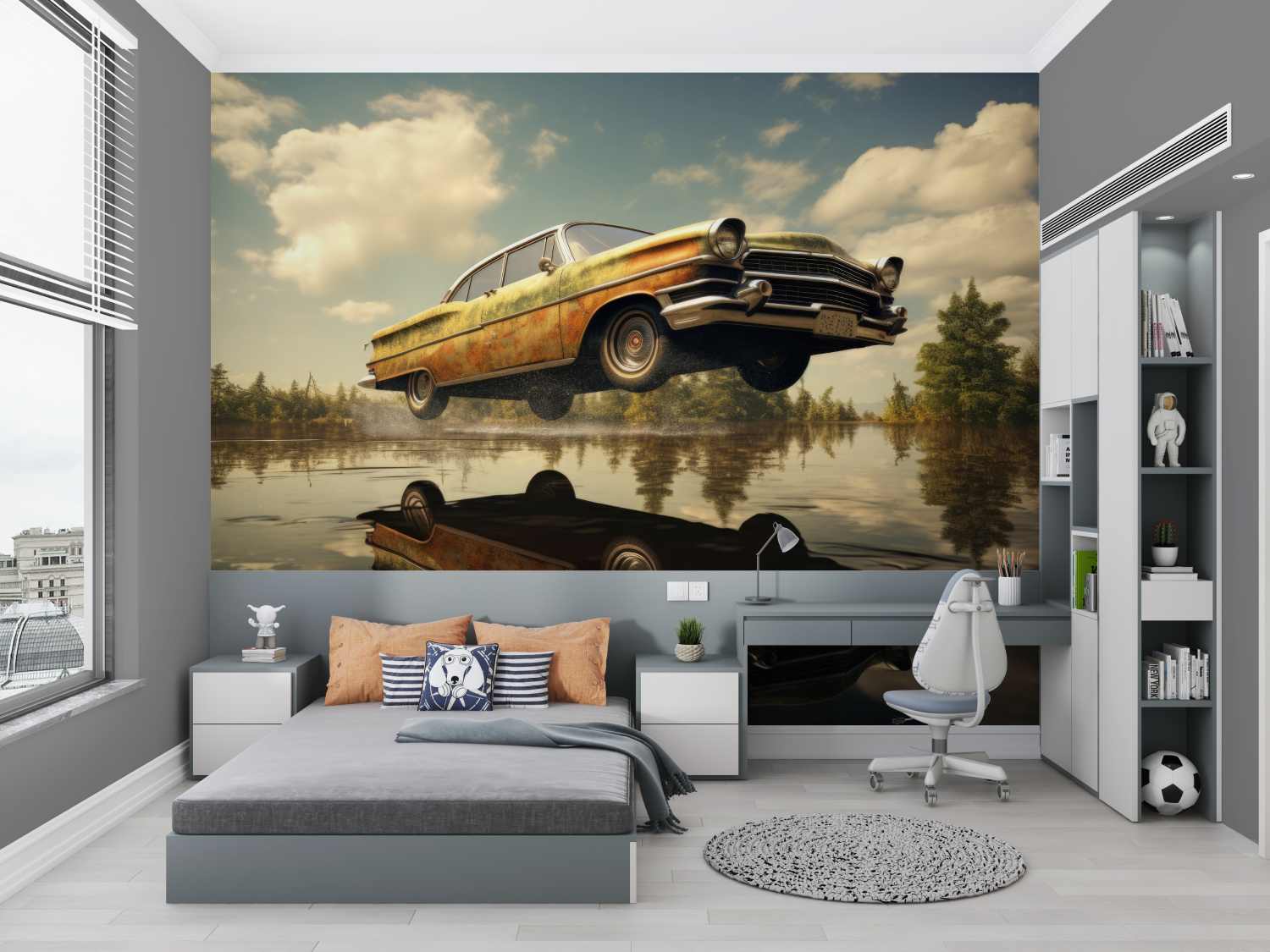 Vintage Floating Car Wallpaper | Murals Wallpaper