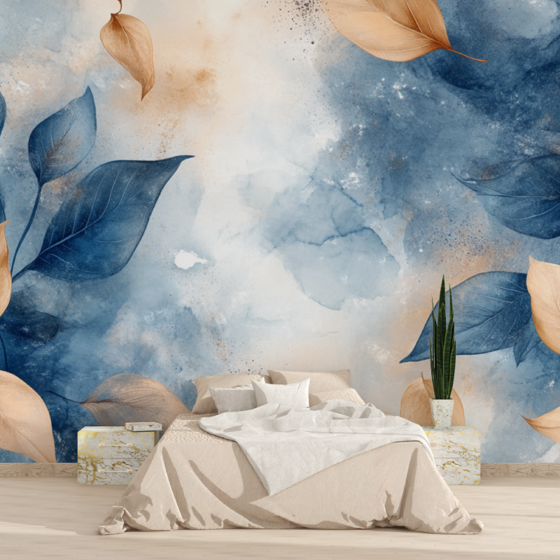 Watercolor Wallpaper Digital Illustration of Leaves | Murals Wallpaper