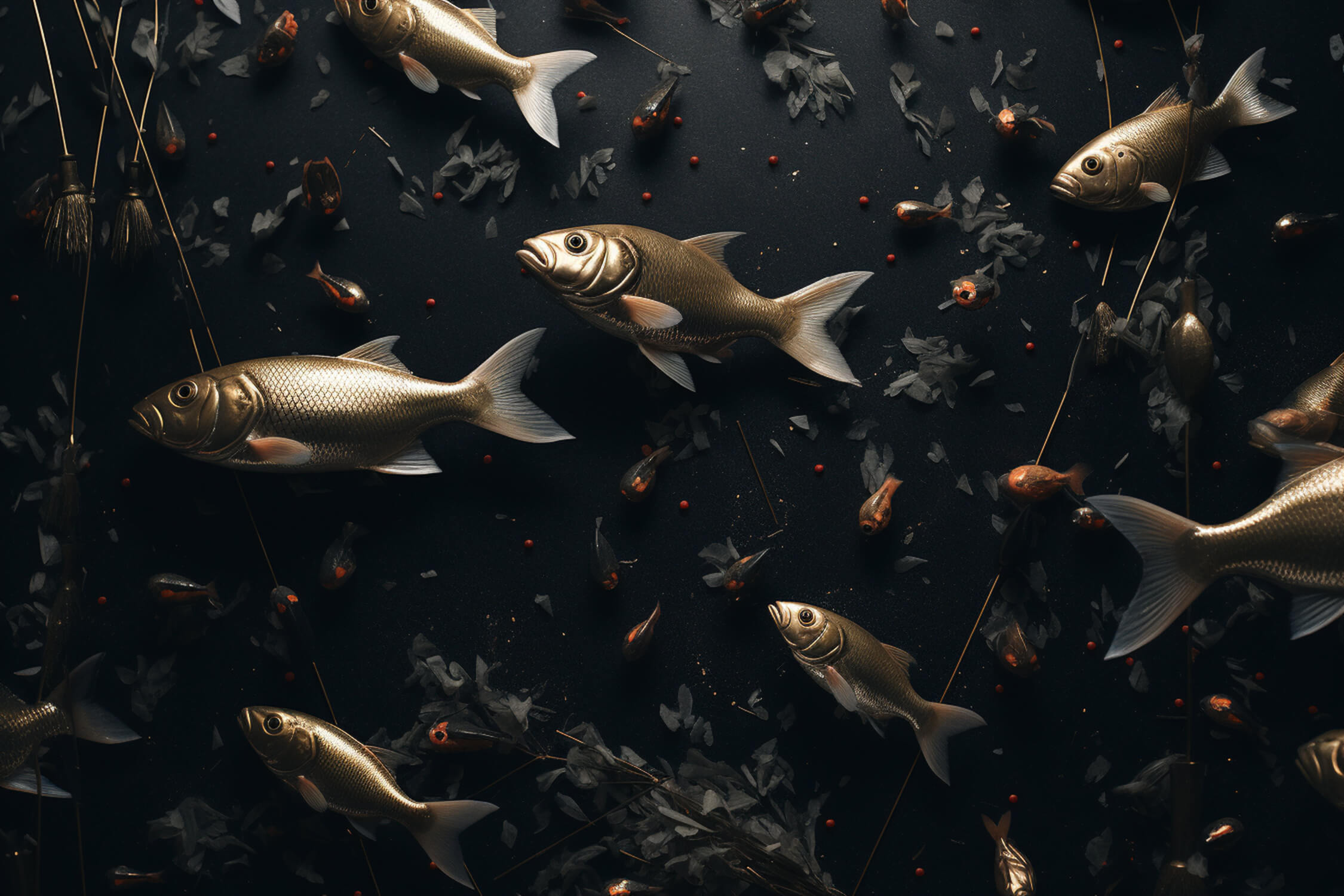 Fish Wallpaper Black Background | Murals Wallpaper