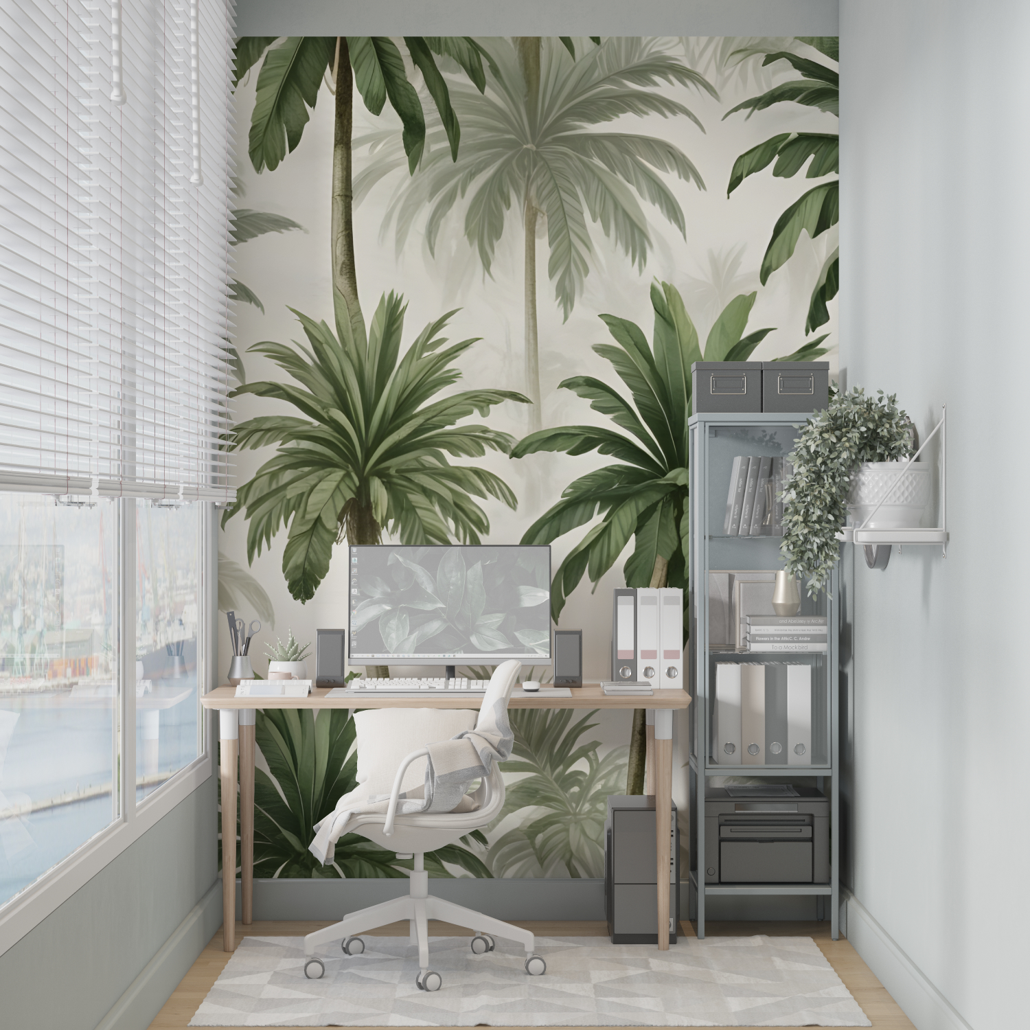 Green and White Jungle Mural Wallpaper | Murals Wallpaper