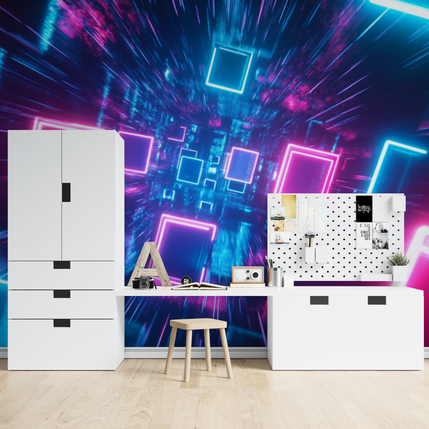 Neon Quadratische Tapete | Wandbilder Tapete