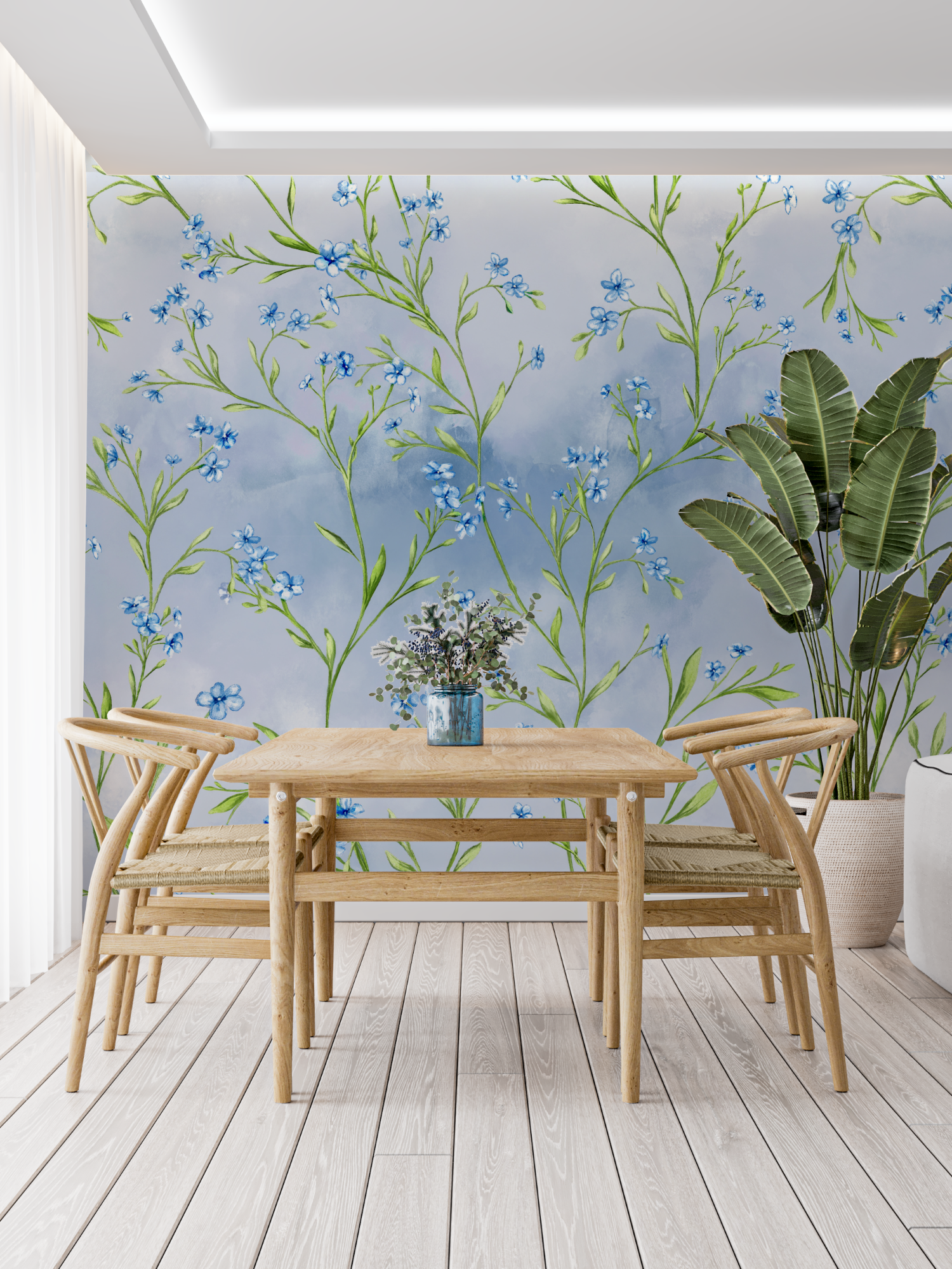 Papier Peint Liberty Bleu – Trompe l'oeil