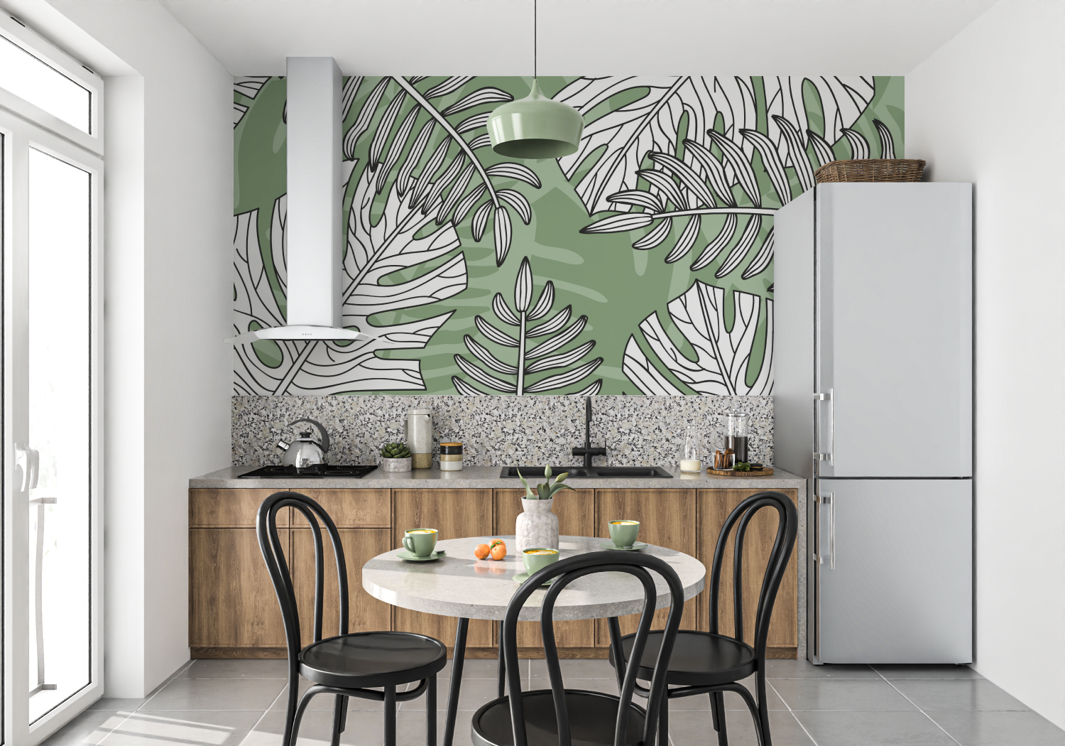 Green and White Jungle Wallpaper | Murals Wallpaper