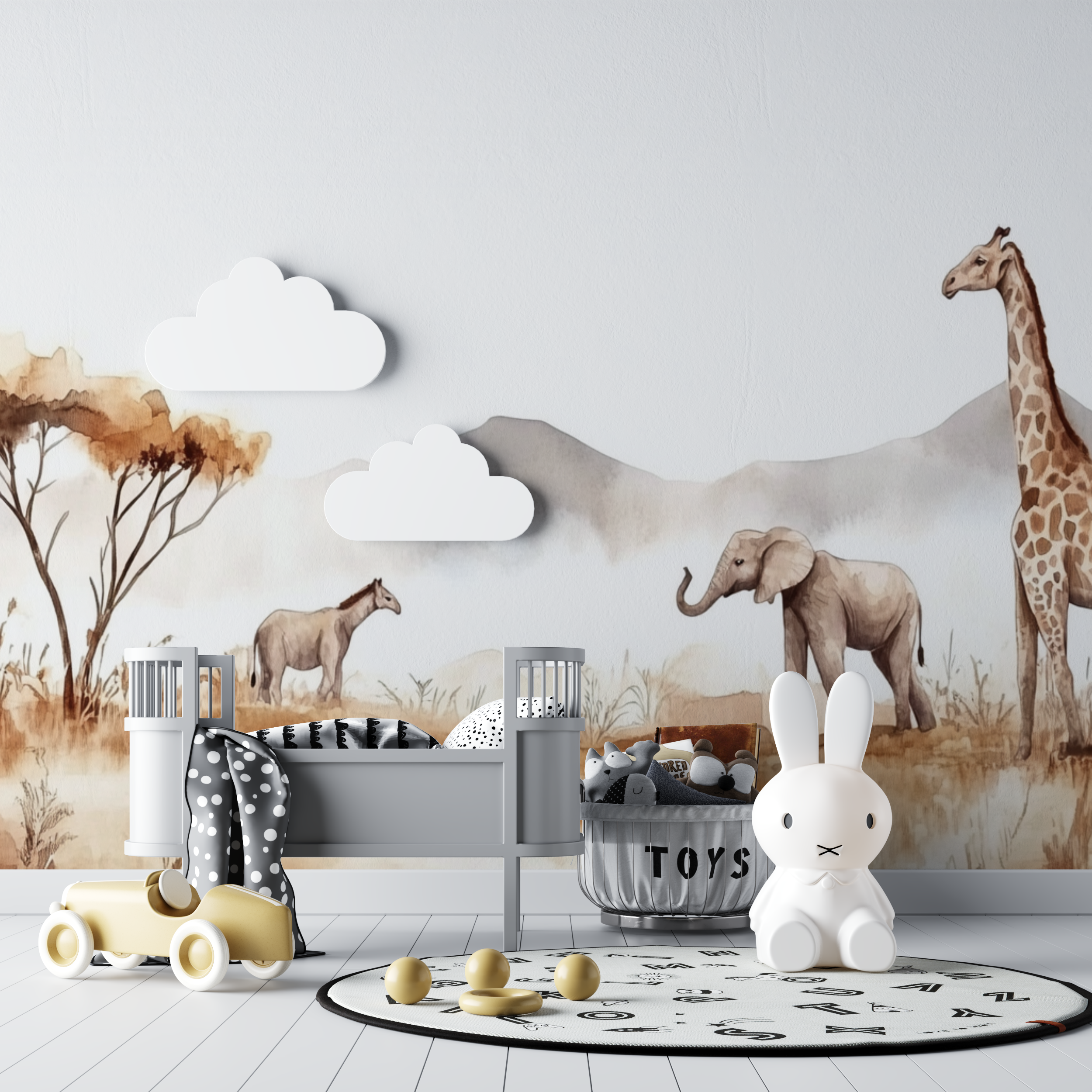 Savanna Animals Soft Wallpaper | Murals Wallpaper